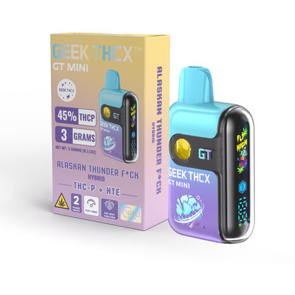 Geek THCX GT Mini MAXX Potency Delta THC-P + HTE Disposable Device With Pre-Heat Function & Digital Screen 3G - Display of 5 - Alaskan Thunder F*ck (Hybrid)