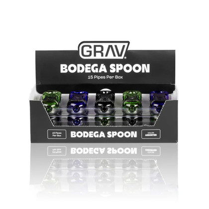 GRAV Bodega Glass Spoon Hand Pipe - 50 Grams - 4.5 Inches - Assorted Colors - Display of 15