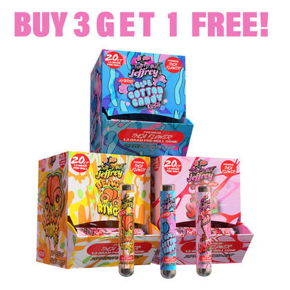 Trap'd Out Jeffrey Premium THCA Flower Pre-Roll Cones 1.3G By HiXotic - 1ct Tube - Display of 20 Tubes