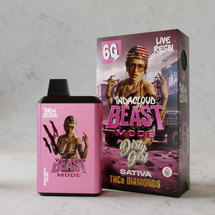 IndaCloud Beast Mode THCa Diamonds Live Resin Disposable Vape 6G - Dirty Girl (Sativa)