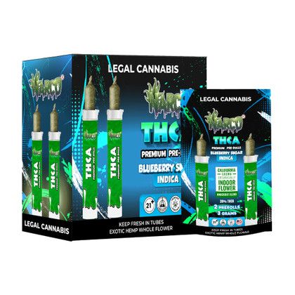 Narco THCA Premium Pre-rolls 3G - Pack of 2 - Display of 10 Packs - Blueberry Sugar (Indica)