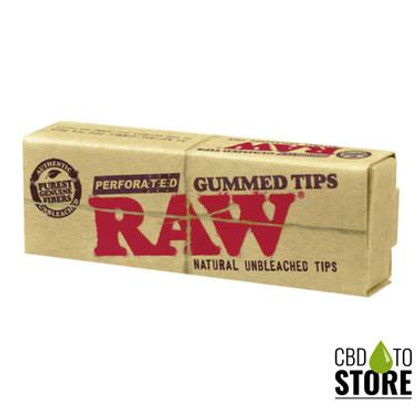 RAW Gummed Tips - Natural Slow Burning Perforated Gummed Tips - Original - 24 Pack (MSRP $2.00 Each)