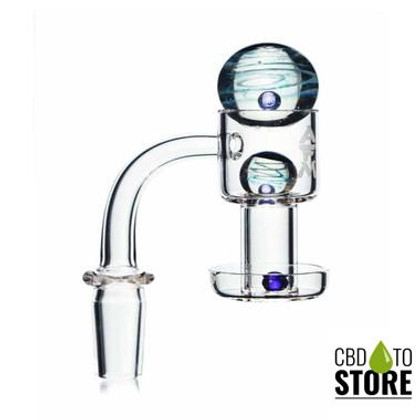 Dragon Glass Quartz Banger With Terp Slurper Vacuum With 3 Marble Design Terp Pearls & Frosted Joint - 90 Degree Angle [DQF-014] (MSRP $40.00)