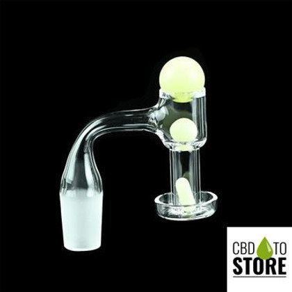 Dragon Glass Quartz Banger With Terp Slurper Vacuum With 3 Solid Color Terp Pearls & Frosted Joint - 90 Degree Angle [DQF-013] (MSRP $40.00)