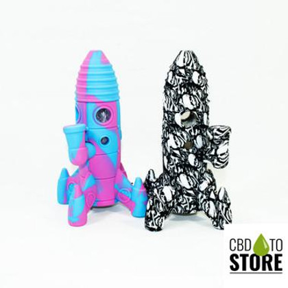 Silicone Water Pipe Rocket Base Design With LED Base Light & Downstem - 280 Grams - 7.8 Inches [SP1071] (MSRP $16.00 - $22.00) - INTERNAL