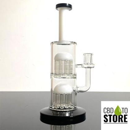 Glass Water Pipe Thick Base With 2 Tree Perc & Straight Neck - 726 Grams - 12 Inches [WCG30-0055] (MSRP $60.00)