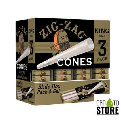 Zig-Zag Ultra Thin Cone Rolling Papers - King Size - Pack of 3 - Display of 36 Packs (MSRP $2.49 Each)