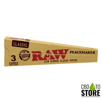 RAW Classic Pre-Rolled Peacemaker Cones - Pack of 3 Cones - Display of 16 Packs (MSRP $5.00 Each)