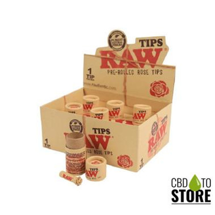 RAW Pre-Rolled Rose Tips - 1 Tip Per Box - Display of 6 Boxes (MSRP $10.00 Each)