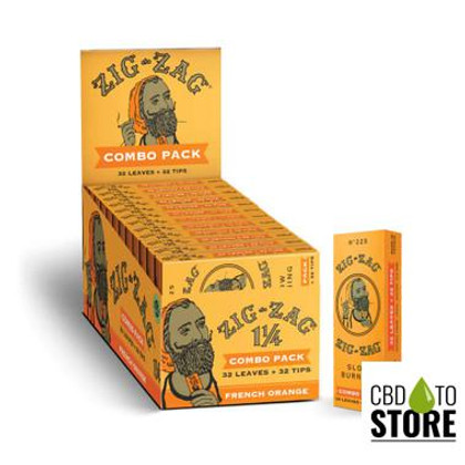 Zig-Zag Slow Burning Rolling Papers & Tips Combo Pack - 1 1/4 Size - Display of 24 Booklets (MSRP $1.00 - $2.85 Each)