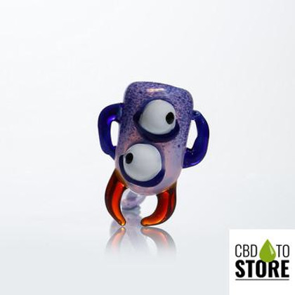 Shadow Glass Hand Pipe Crossed Eyes Creature Design Spoon - 5.5 Inches - 100 Grams - Assorted Colors [SGH-002] (MSRP $21.00)