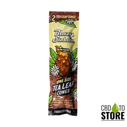 Blazy Susan Tea Leaf King Size Cones Tobacco & Nicotine Free Vegan - Pack of 2 - Display of 10 Packs (MSRP $3.50 Each)