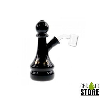 Gliizy Glass Water Pipe Chess Design With Quartz Banger - 130 Grams - 6 Inches (MSRP $31.00)