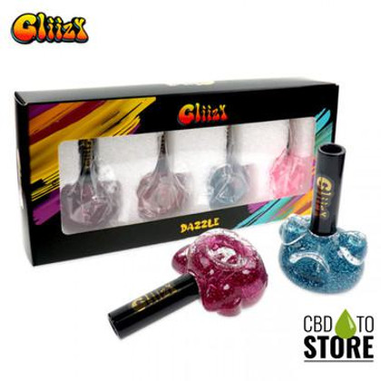 Gliizy Dazzle Glittered Nail Polish Shape Glycerin Glass Hand Pipe - 50 Grams - 3.2 Inches - Assorted Colors - Display of 4 (MSRP $75.00)