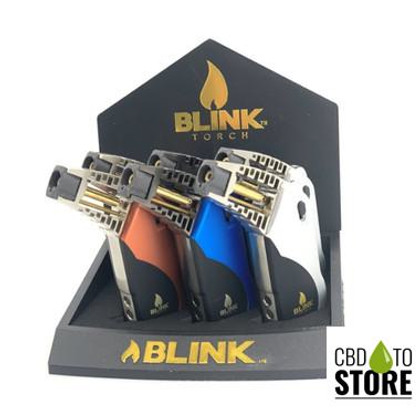 Blink Militia Adjustable Flame Butane Gas Torch Lighter - Assorted Colors - Display of 6 [952] (MSRP $18.00 Each)