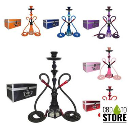Tanya Hookah Clear Sky 21 Inch Double Hose Hookah With Travelling Case - Assorted Colors (MSRP $38.00)