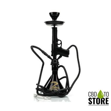 Zebra Smoke Pistol 14 Inch Double Hose Hookah - Assorted Colors (MSRP $45.00)
