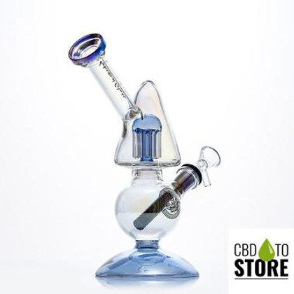 Shadow Glass Water Pipe Inclined Neck With Tree Perc & Diffused Downstem Perc - 350 Grams - 8.5 Inches - Assorted Colors [SGE-088] (MSRP $57.00)