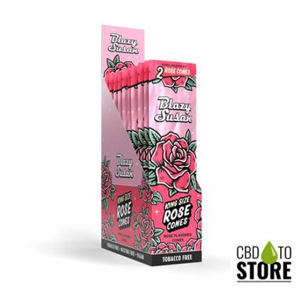 Blazy Susan Rose King Size Cones Tobacco & Nicotine Free Vegan - Pack of 2 - Display of 10 Packs (MSRP $5.00 Each)