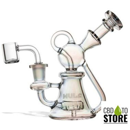 Wulf Mods Revo Glass Water Pipe Dab Rig With Quartz Banger - 180 Grams - 6 Inches (MSRP $54.99)