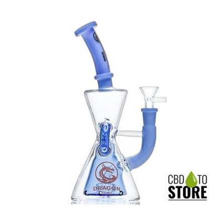 Dragon Glass Water Pipe Hourglass Cone Design Bent Neck With Tire Perc - 385 Grams - 9.5 Inches - Assorted Colors [DGE-421] (MSRP $50.00)