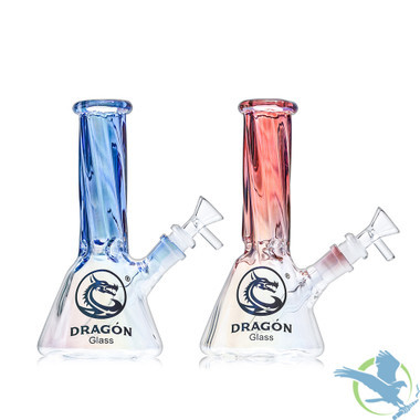 Dragon Glass Water Pipe Beaker Base With Diffused Downstem - 350 Grams - 8 Inches - Assorted Colors [DGE-451] (MSRP $24.00)