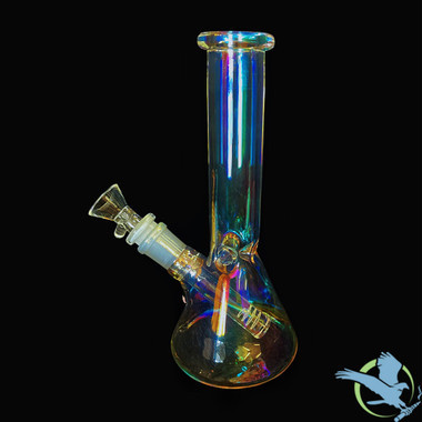 Glass Water Pipe Iridescent Beaker Base Design With Ice Catcher & Diffused Downstem - 225 Grams - 8 Inches - Assorted Colors [XP-121] (MSRP $36.00)