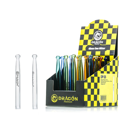 Dragon Platinum Glass One Hitter Chillum Hand Pipe - 105MM - Assorted Colors - Display of 24 [DP-26]