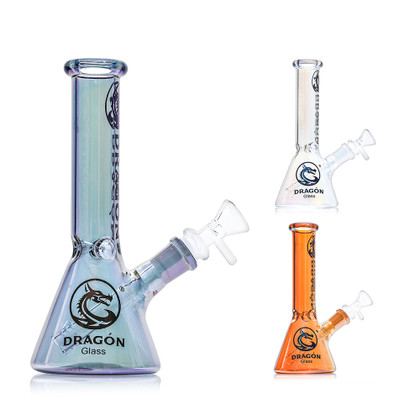 Dragon Glass Beaker Bong Water Pipe With Ice Catcher & Diffused Downstem - 250 Grams - 9 Inches - Assorted Colors [DGE-482]