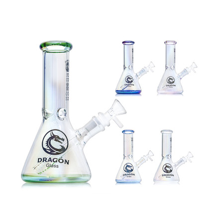 Dragon Glass Straight Tube Beaker Bong Water Pipe With Ice Catcher & Diffused Downstem - 325 Grams - 9 Inches - Assorted Colors [DGE-483]