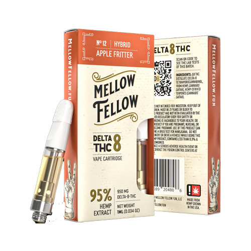 Mellow Fellow 950MG Delta 8 THC Vape Cartridge 1ML - Display of 6 - Apple Fritter (Hybrid)