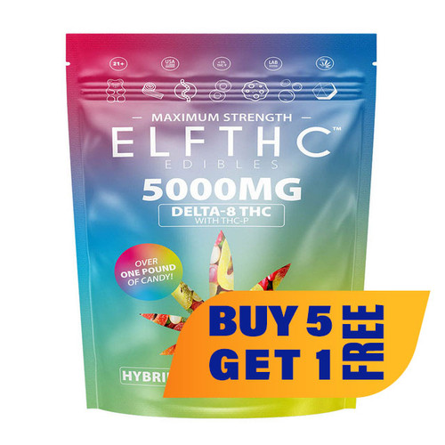ELFTHC Maximum Strength Delta-8 THC With THC-P Edibles 5000MG - Party Pack ELFTHC Maximum Strength Delta-8 THC With THC-P Edibles 5000MG - Party Pack