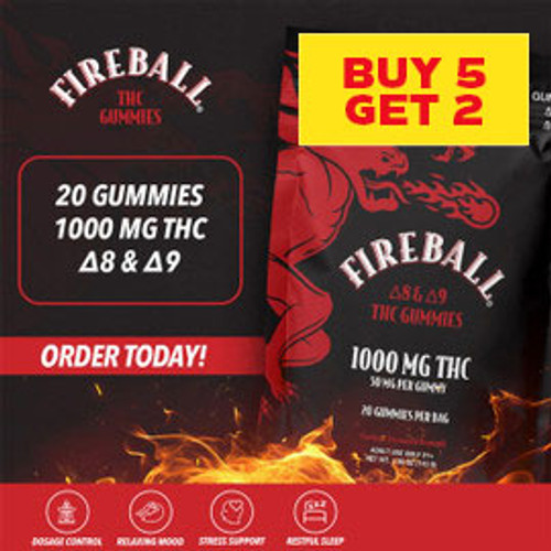 Fireball Delta 9 + Delta 8 THC Gummies 1000MG - 20ct Per Pack - Display of 10 Packs Deal