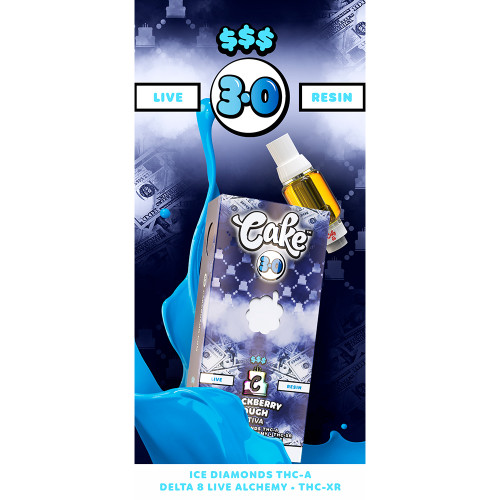 CAKE 3.0 Money Line Delta 8 Live Alchemy THC-XR + Ice Diamonds THC-A + Live Resin Vape Cartridge 3G - Display of 5 - Blackberry Cough (Sativa)