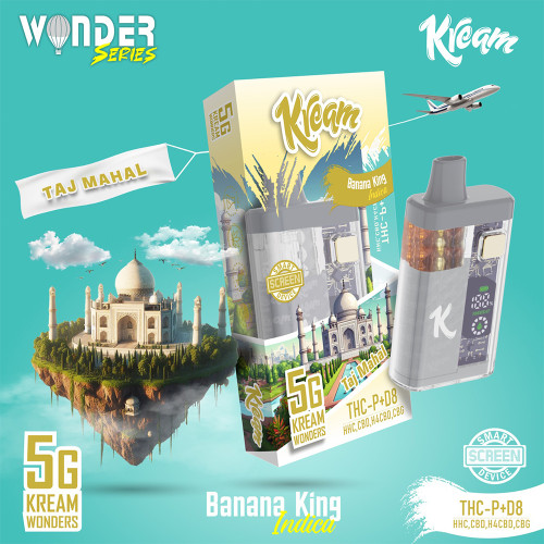 Kream Wonders Delta 8 + THC-P + HHC + CBD + H4CBD + CBG Smart Screen Disposable Device 5G - Display of 5 - Banana King (Indica)