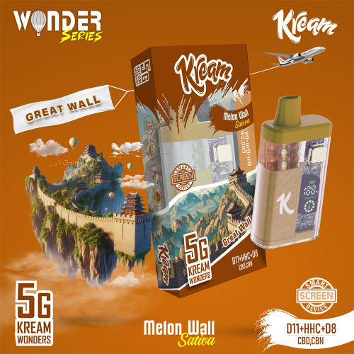 Kream Wonders Delta 8 + THC-P + D11 + HHC + CBD + CBN Smart Screen Disposable Device 5G - Display of 5 - Melon Wall (Sativa)