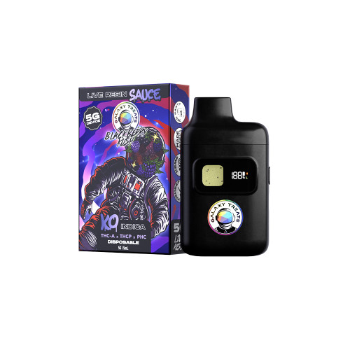Galaxy Treats Live Resin Sauce Delta 8 + THC-A + THCP + PHC + CBN Disposable Device 5G - Display of 5 - Blackberry Kush (Indica)