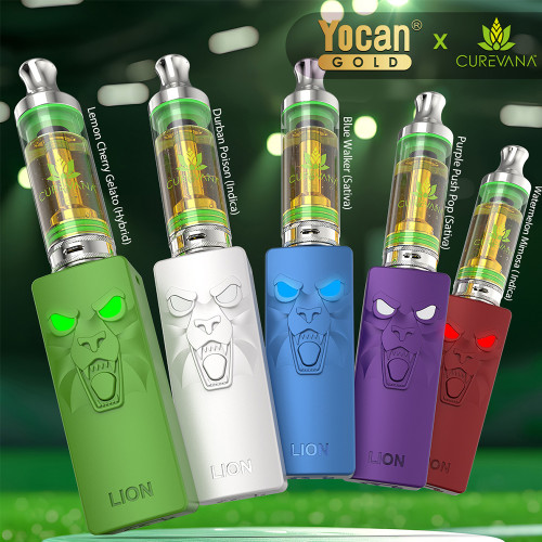 Yocan Gold x Curevana Kodo Lion Delta THC-A Liquid Diamond Infused Cartridge 3G + 510 Thread Battery Kit Yocan Gold x Curevana Kodo Lion Delta THC-A Liquid Diamond Infused Cartridge 3G + 510 Thread Battery Kit