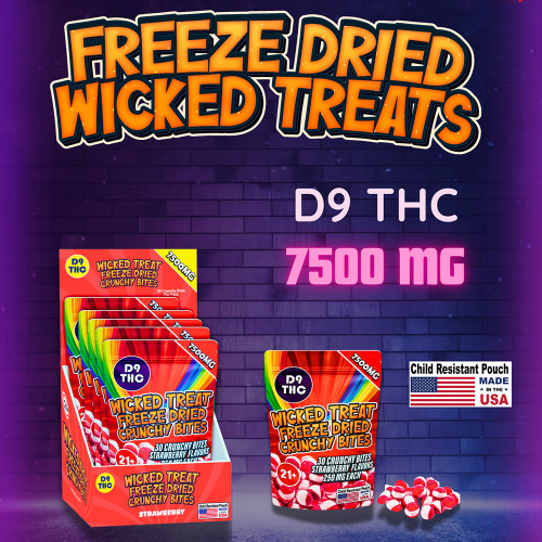 Mamba Delta 9 THC Wicked Treat Freeze Dried Crunchy Bites 7500MG - Pack of 30 - Display of 5 Packs
