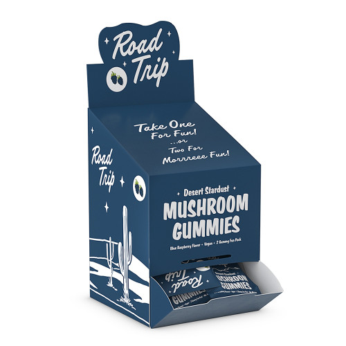 Road Trip Desert Stardust Blend Mushroom Gummies - 2ct Pouch - Display of 30 Pouches - Blue Raspberry