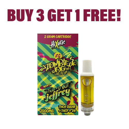 Trap'd Out Jeffrey Live Resin THCA Sugar + THCP + D9 Vape Cartridge 2G By HiXotic