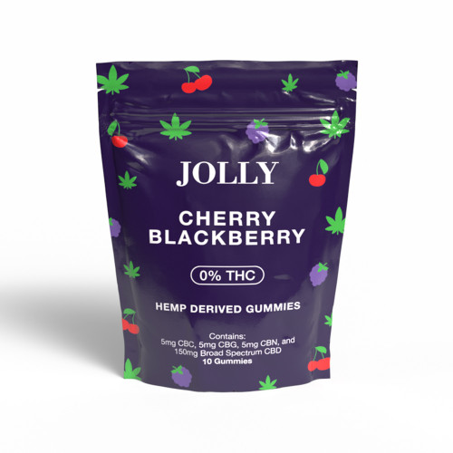 Jolly 0% THC Delta CBC + CBG + CBN + Broad Spectrum CBD Hemp Derived Gummies 1650MG - Pack of 10 - Display of 10 Packs - Cherry Blackberry Jolly 0% THC Delta CBC + CBG + CBN + Broad Spectrum CBD Hemp Derived Gummies 1650MG - Pack of 10 - Display of 10 Packs - Cherry Blackberry