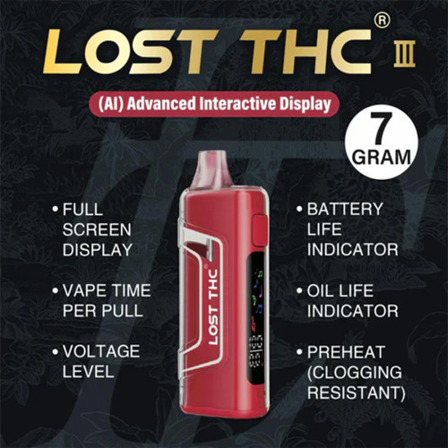LOST THC III Delta 8 + THCA Liquid Diamond + THCP + HHCP Live Resin Disposable Vape Device 7G With AI Advanced Interactive Screen - Display of 5