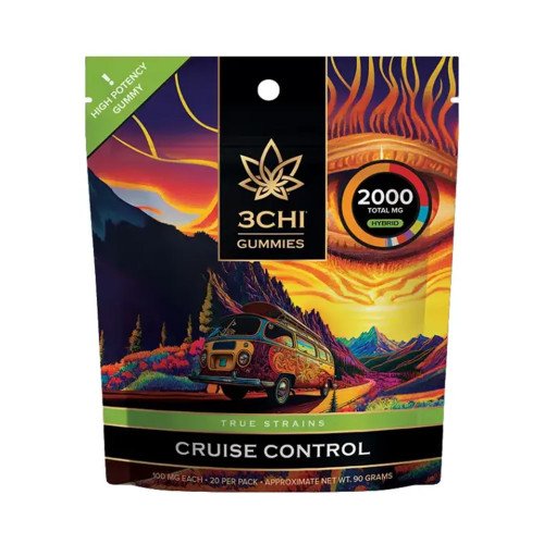 3CHI True Strains Delta 8 + CBN + HHC Hemp-Derived Gummies 2000MG - Cruise Control (Hybrid)
