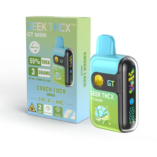 Geek THCX GT Mini MAXX Potency Delta THC-A + HHC Disposable Device With Pre-Heat Function & Digital Screen 3G - Display of 5 - Couch Lock (Indica) Geek THCX GT Mini MAXX Potency Delta THC-A + HHC Disposable Device With Pre-Heat Function & Digital Screen 3G - Display of 5 - Couch Lock (Indica)