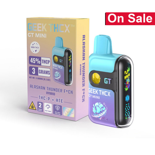 Geek THCX GT Mini MAXX Potency Delta THC-P + HTE Disposable Device With Pre-Heat Function & Digital Screen 3G - Display of 5 - Alaskan Thunder F*ck (Hybrid)