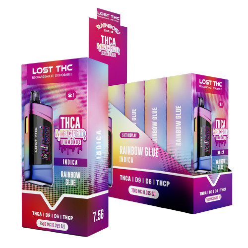 LOST THC V3 Rainbow Edition Delta 9 + D6 + THCP + THCA Melted Diamonds Disposable Device 7.5G With Digital Screen - Display of 5