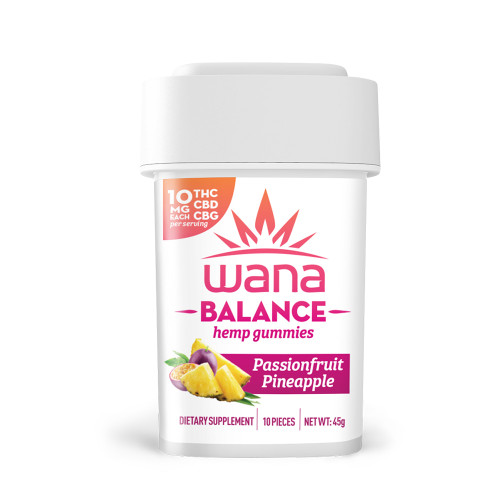 Wana Classic THC + CBD + CBG Hemp Gummies 100MG - Balance (Passionfruit Pineapple)