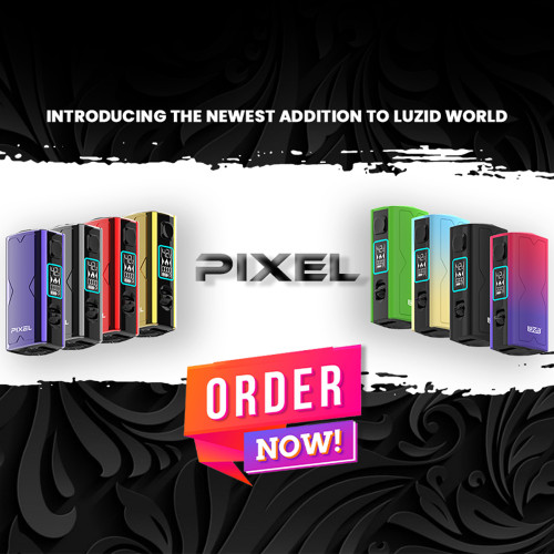 Luzid Pixel 550mAh VV 510 Cartridge Vape Mod Battery With LCD Screen - Assorted Colors - Display of 16