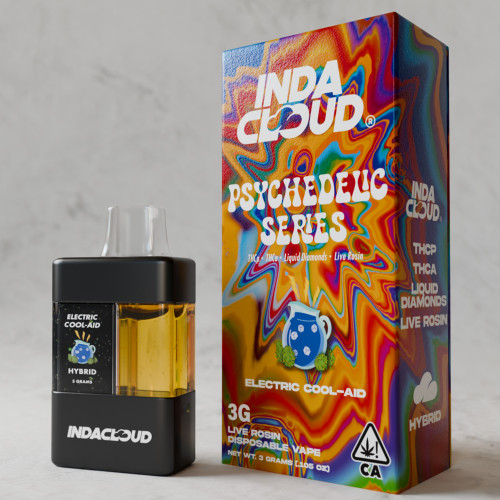 IndaCloud Psychedelic Series THCP + THCA + Liquid Diamonds + Live Rosin Disposable Vape 3G - Electric Cool-Aid (Hybrid)